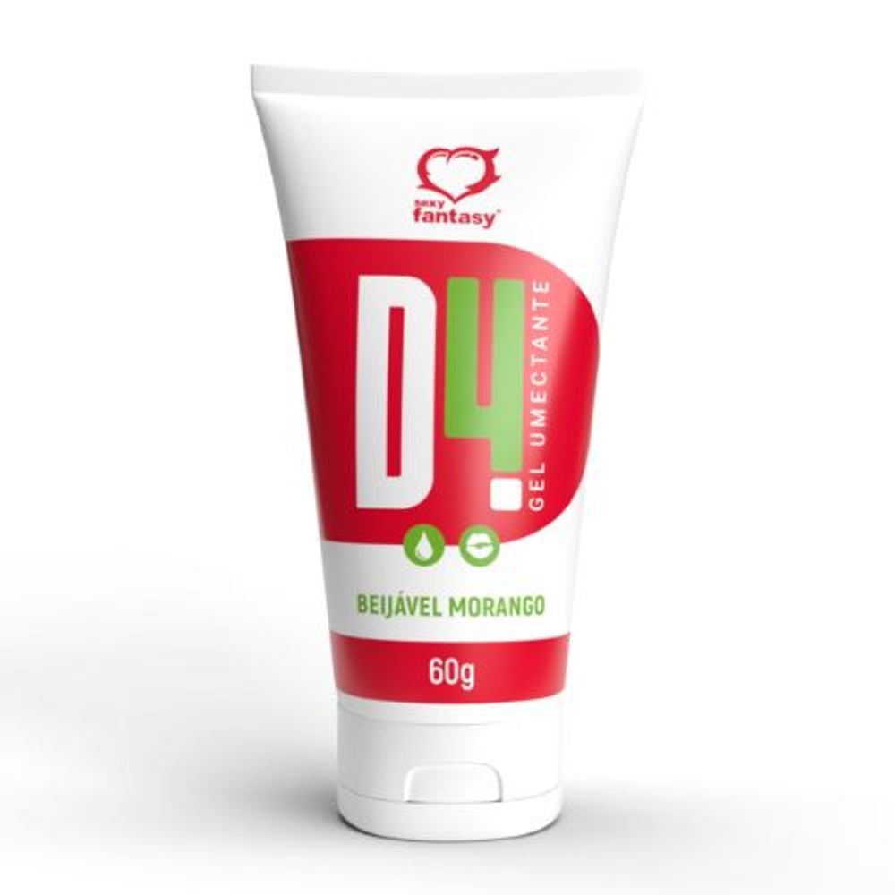 D4 MORANGO GEL UMECTANTE LUBRIFICANTE BEIJÁVEL 60G SEXY FANTASY