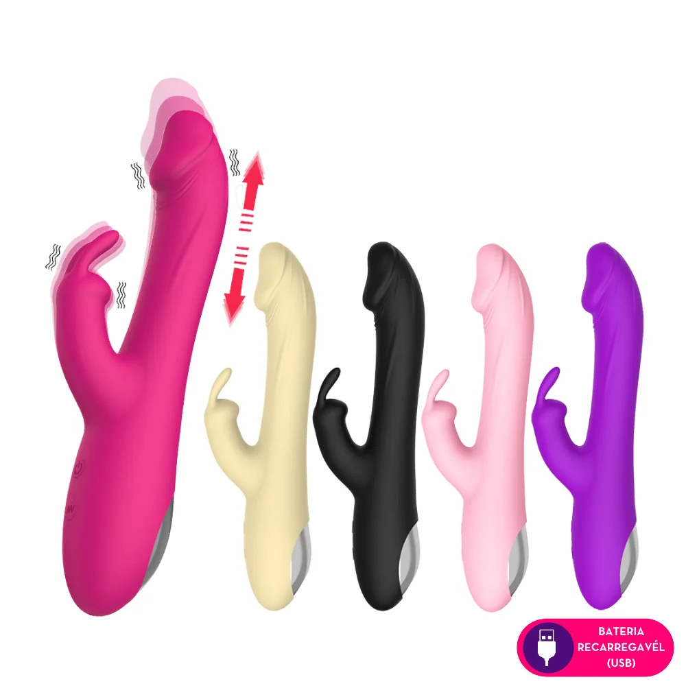 VIBRADOR BRUNO PONTO G COM ESTIMULADOR RABBIT PRETO