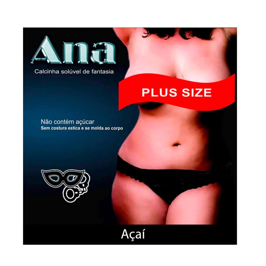 CALCINHA SOLÚVEL ANA DE FANTASIA PLUS SIZE SEM COSTURA DE GELATINA PETIT CHERRY